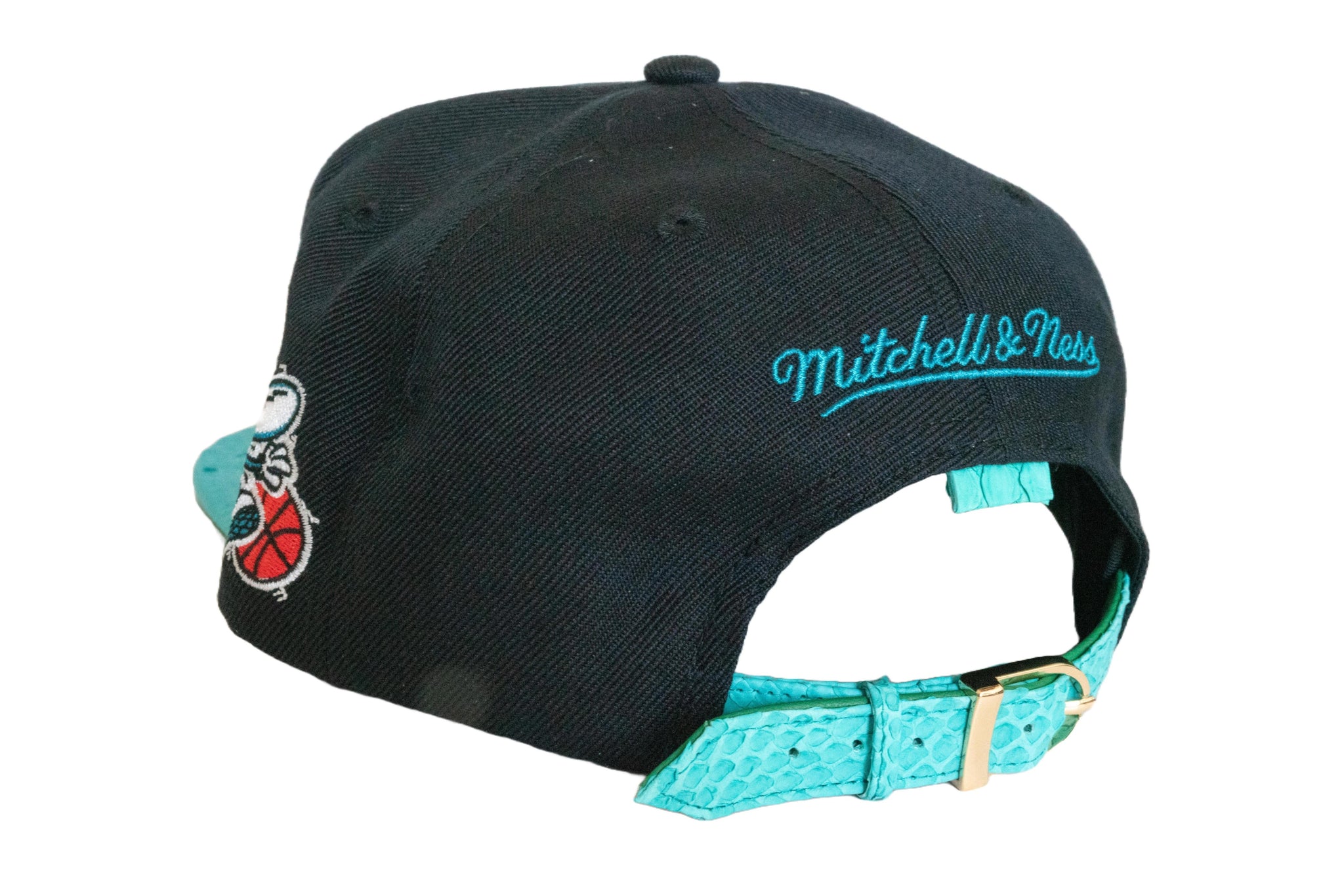 Custom Mitchell & Ness Charlotte Hornets Script Strapback Teal