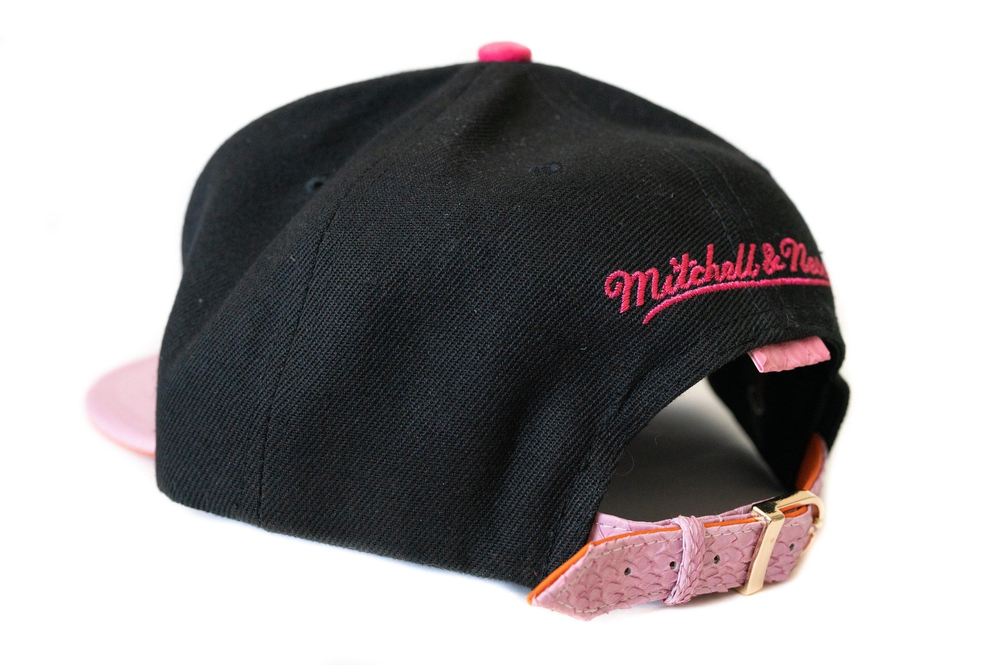 Custom Mitchell & Ness Miami Heat Pink Basic Logo Strapback