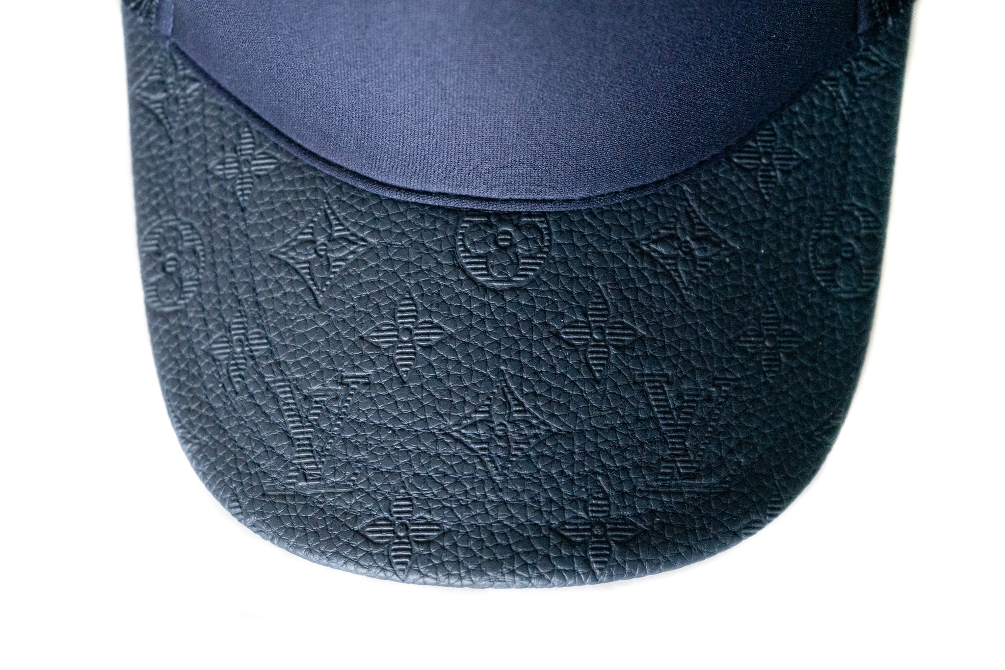 Custom Embossed Louis Vuitton Trucker Hat Navy Strapback