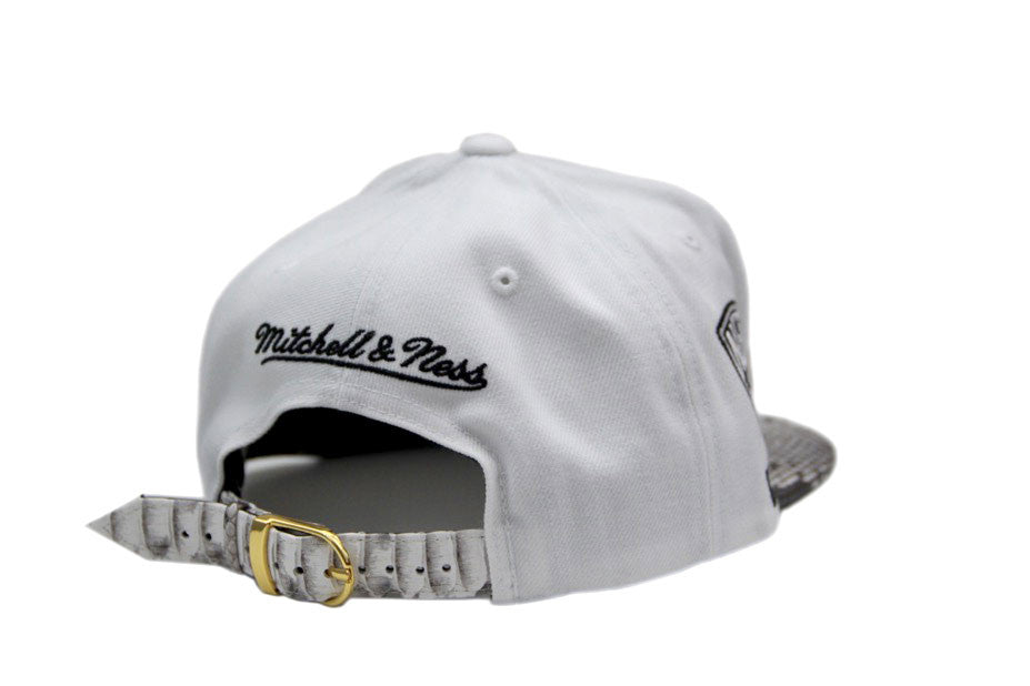 Custom Mitchell & Ness Brooklyn Nets The Script White Strapback