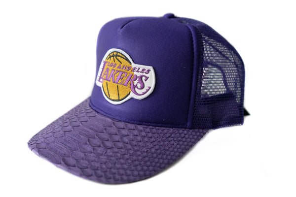 LOS ANGELES LAKERS Custom Purple Python Trucker Hat Strapback