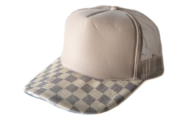 Custom Louis Vuitton Damier Sand Trucker Hat Strapback