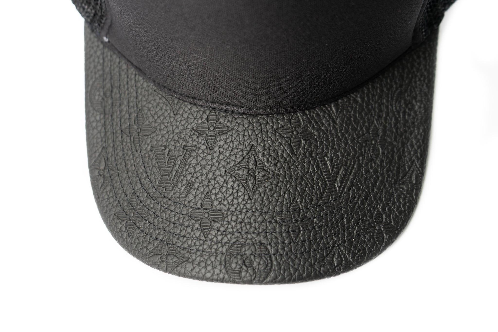 Custom Embossed Louis Vuitton Trucker Hat Black Strapback