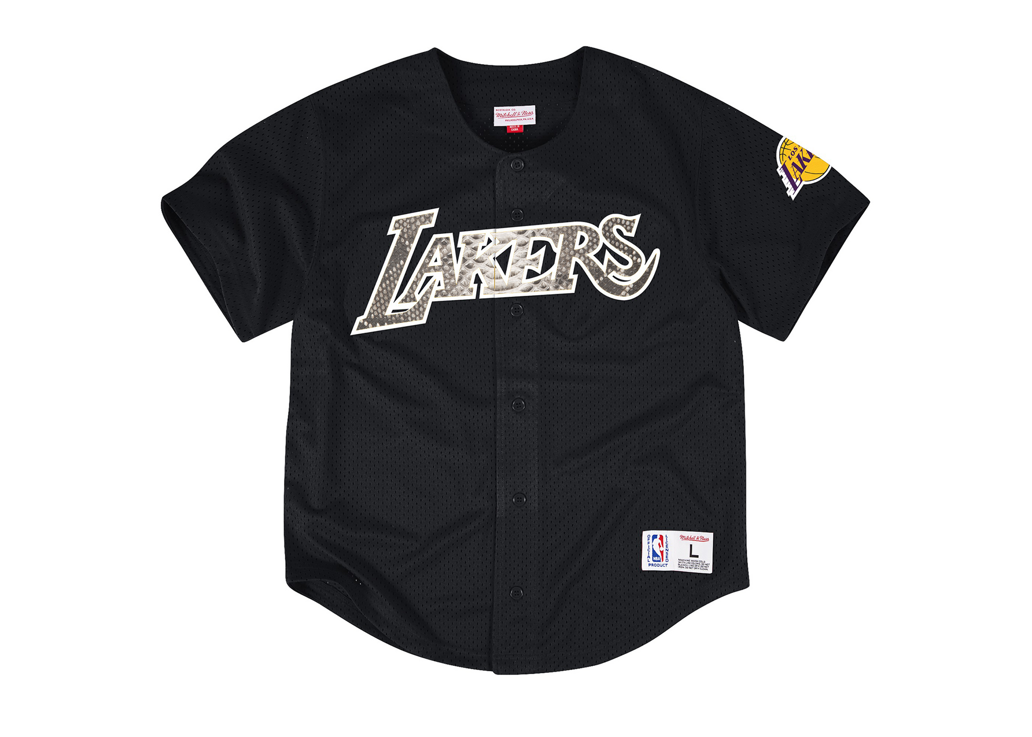 Mitchell & Ness Mesh Button Front Los Angeles Lakers Python Jersey Shirt